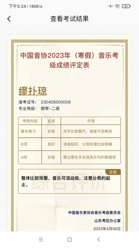 山东音协考级