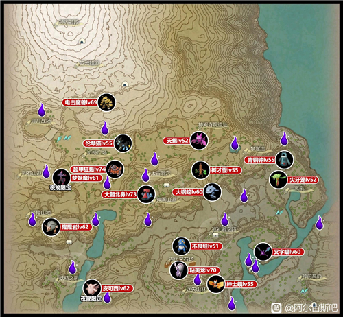 《宝可梦传说》阿尔宙斯头目分布位置图