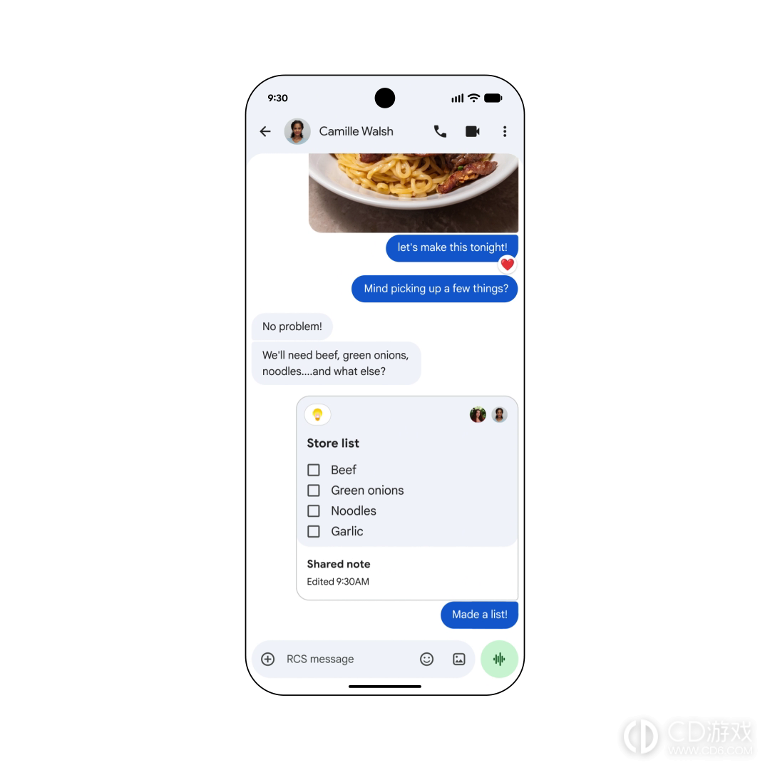 Google Messages聊天中怎么建立共享Keep清单