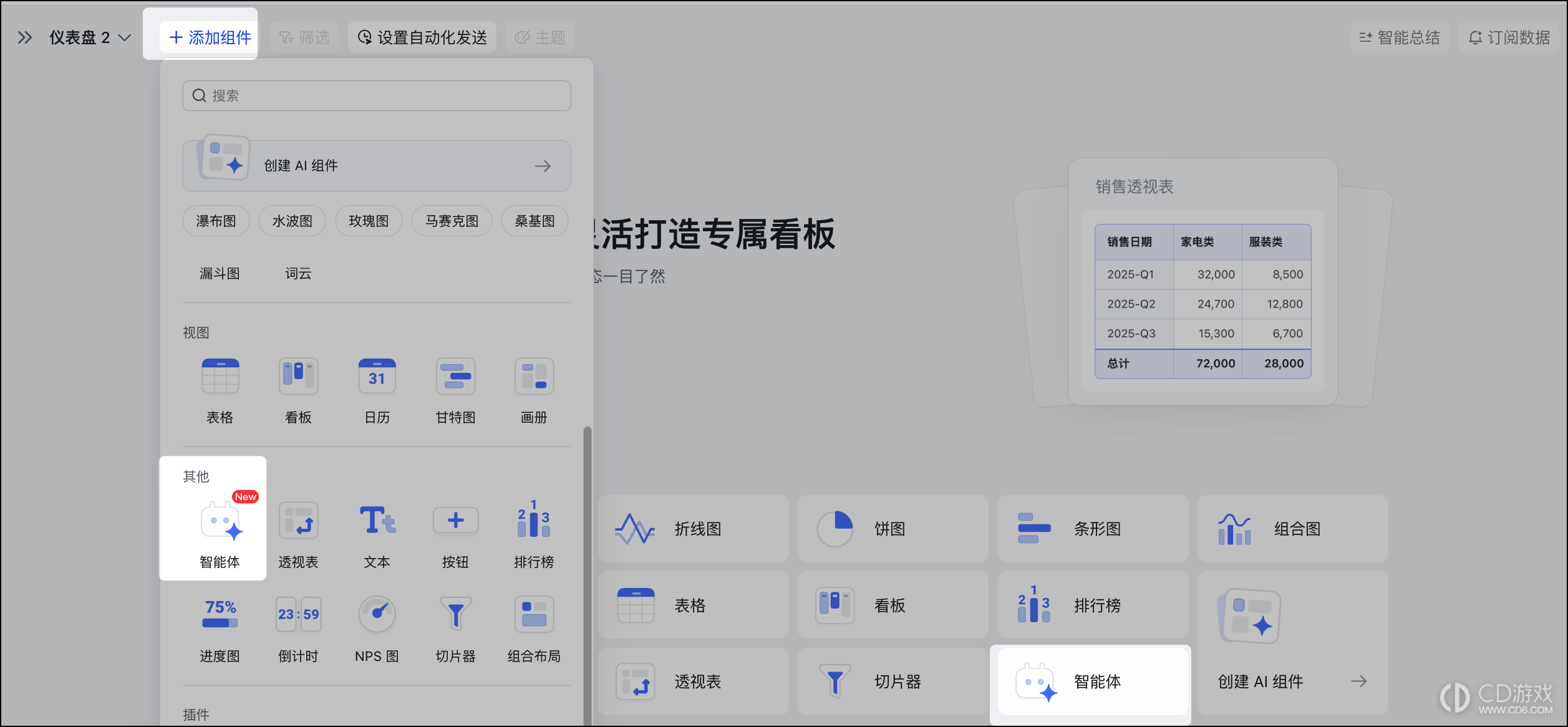 飞书多维表格仪表盘怎么添加智能体
