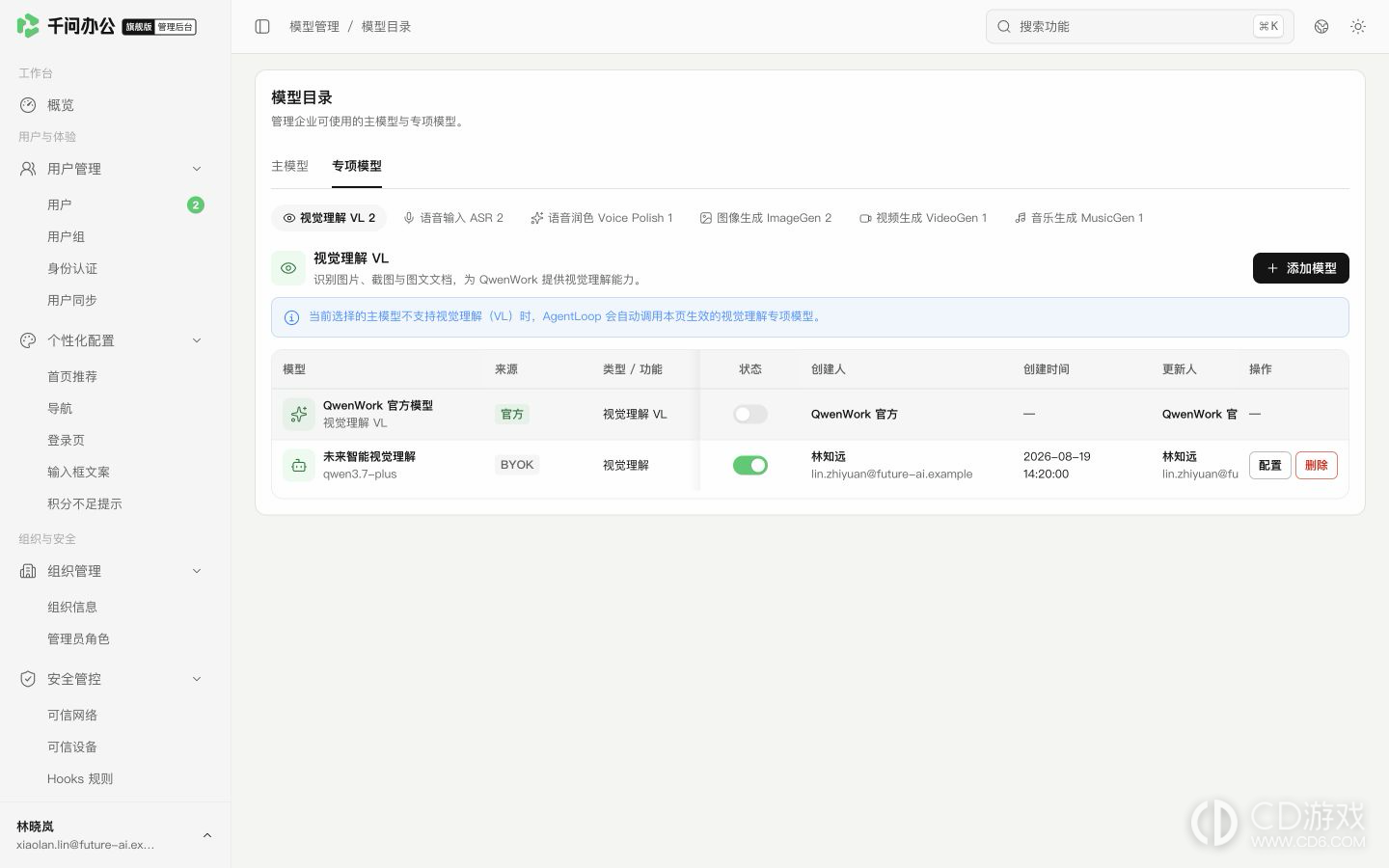 千问办公旗舰版怎么接入企业模型